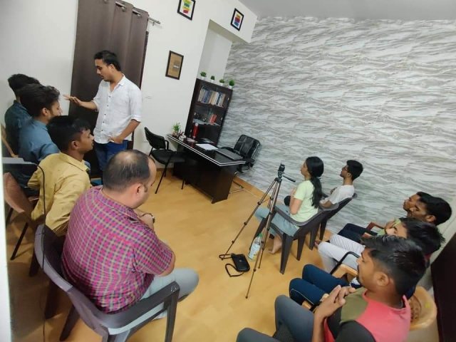 Students practicing speaking techniques