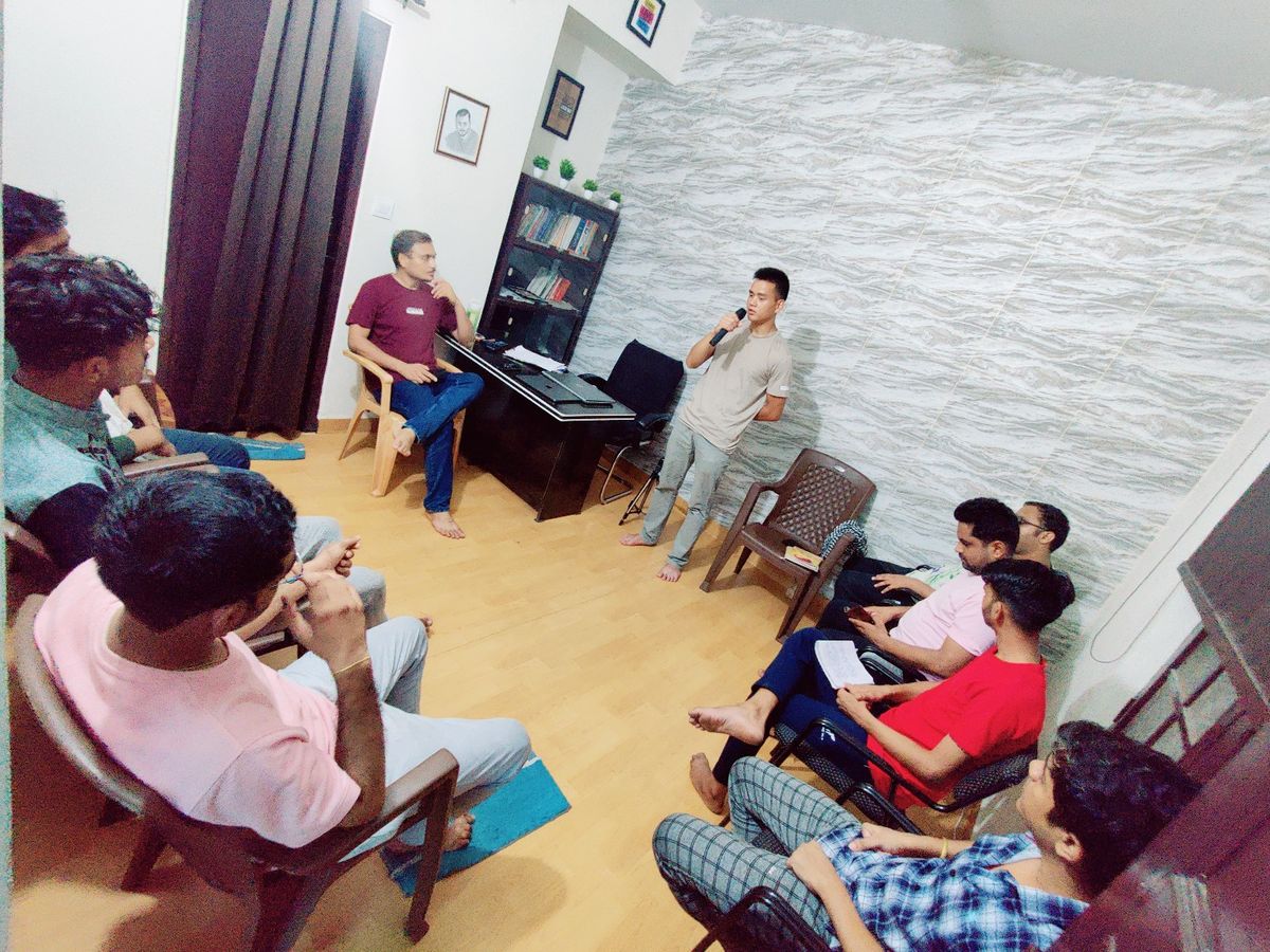 Speaking practice session at the training centre