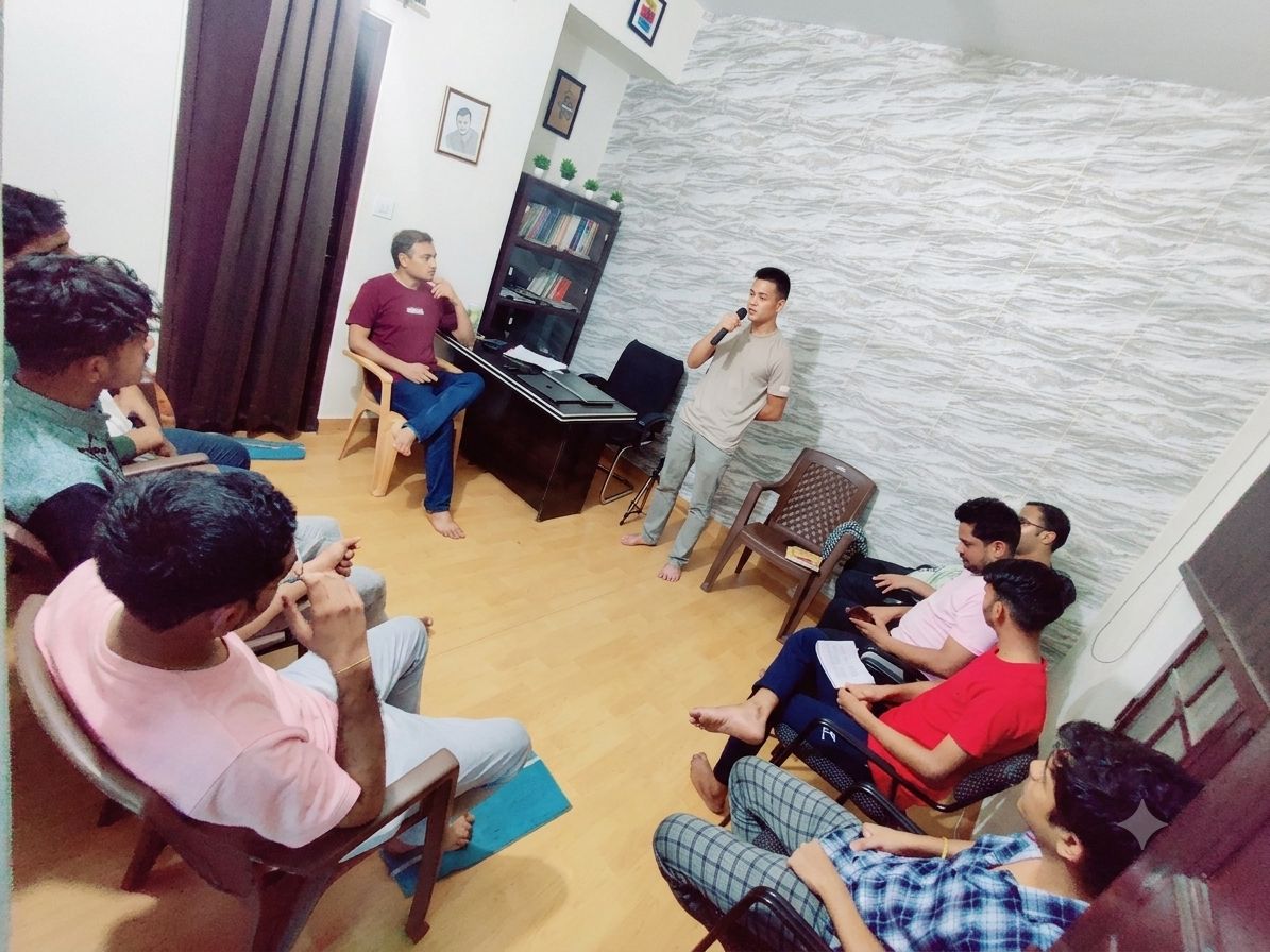 Indoor speaking practice session